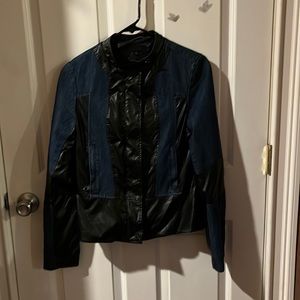 Denim jacket black panels with pockets
